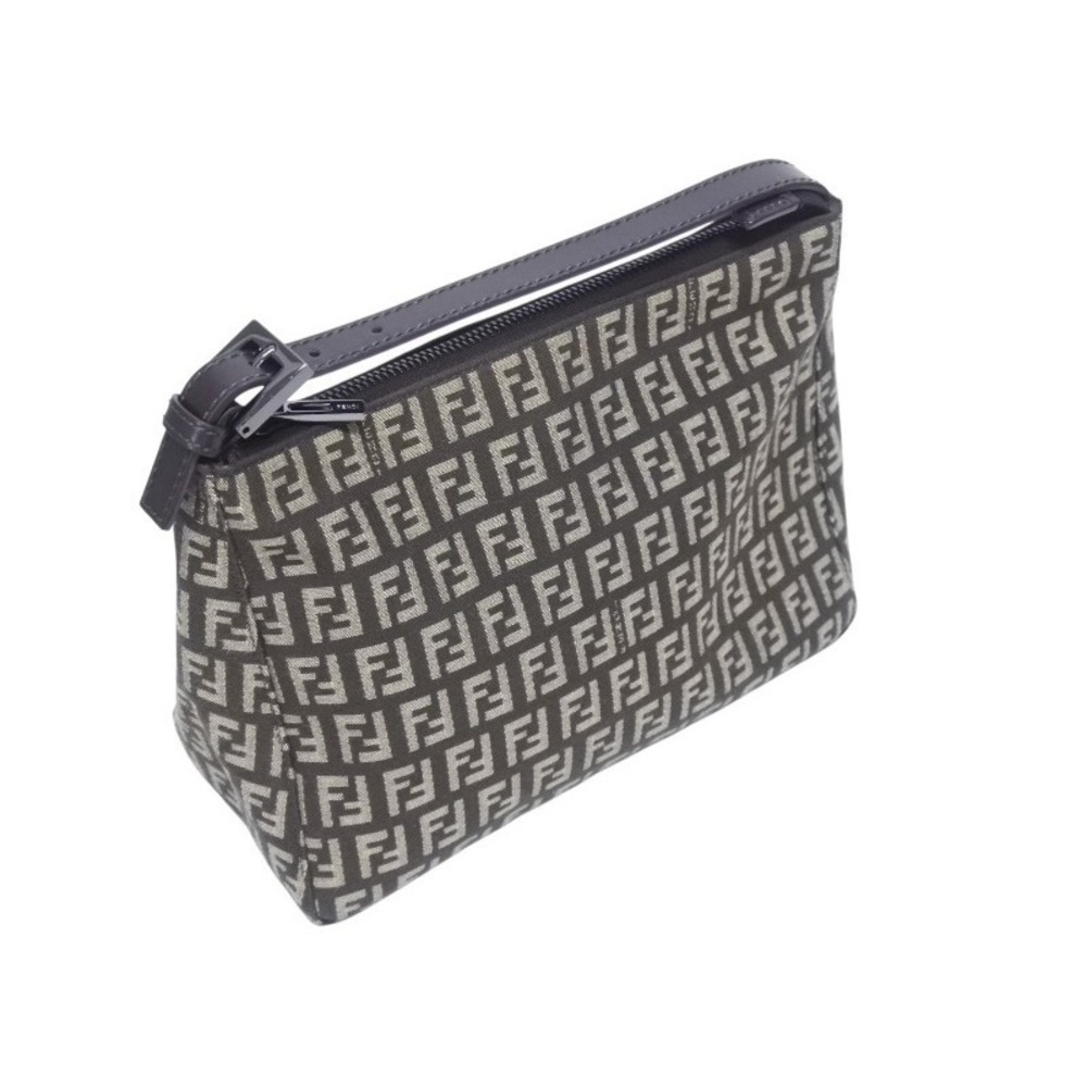 FENDI handbag zucchino canvas leather brown black hardware - Picture 3 of 8